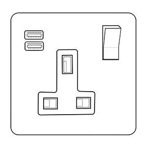 Heritage Brass Vintage Range Matt White, XWH - 1G 13A Socket with USB-A+C