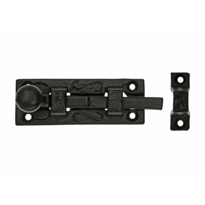 Eclipse Black Antique Ball Knob Pattern Straight Door Bolt