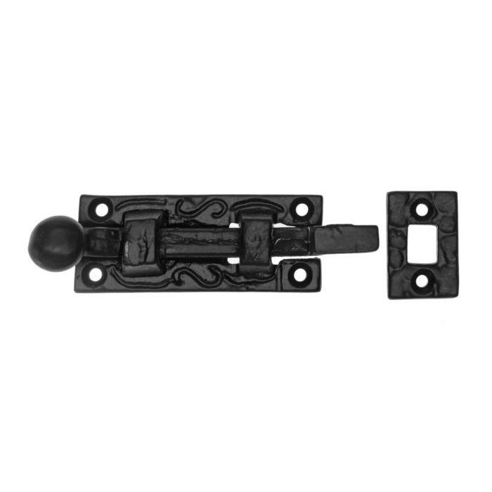 Eclipse Black Antique Ball Knob Pattern Necked Door Bolt