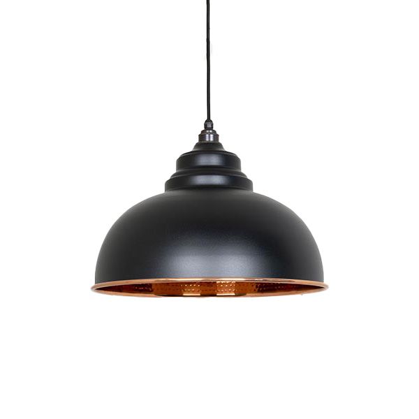 From The Anvil - Hammered Copper Harborne Pendant - Elan Black