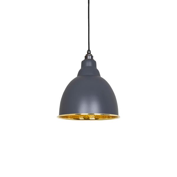 From The Anvil - Hammered Brass Brindley Pendant - Slate