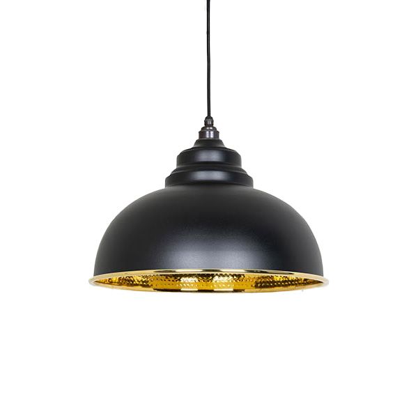 From The Anvil - Hammered Brass Harborne Pendant - Elan Black