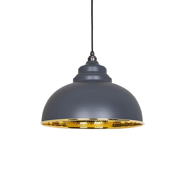 From The Anvil - Hammered Brass Harborne Pendant - Slate