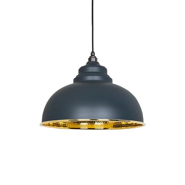 From The Anvil - Hammered Brass Harborne Pendant - Soot
