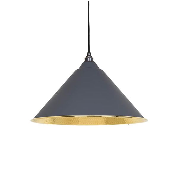 From The Anvil - Hammered Brass Hockley Pendant - Slate