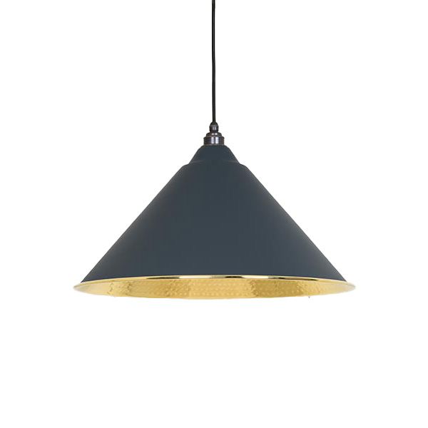 From The Anvil - Hammered Brass Hockley Pendant - Soot