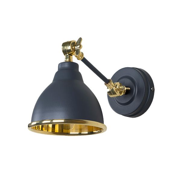 From The Anvil - Smooth Brass Brindley Wall Light - Slate