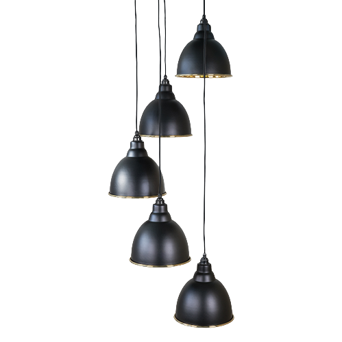 From The Anvil - Smooth Brass Brindley Cluster Pendant - Elan Black