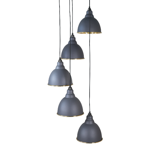 From The Anvil - Smooth Brass Brindley Cluster Pendant - Slate