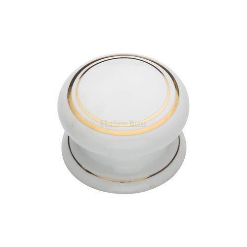 M.Marcus Heritage Brass Gold Line Porcelain Cupboard Knob