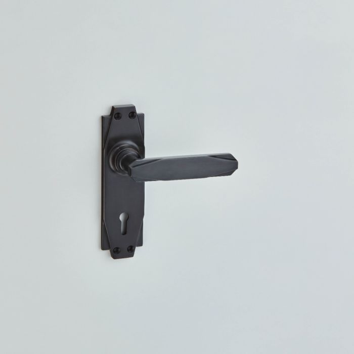 Croft Hardware Art Deco Door Handle on Backplate - Pair