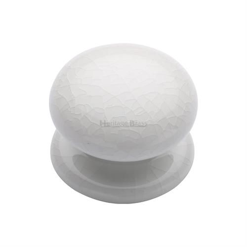 M.Marcus Heritage Brass White Crackle Porcelain Cupboard Knob