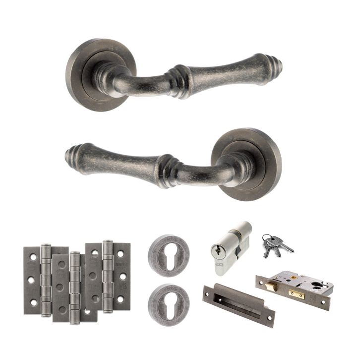 Atlantic Hardware Old English Durham Door Handle Pack - Euro Lock Set
