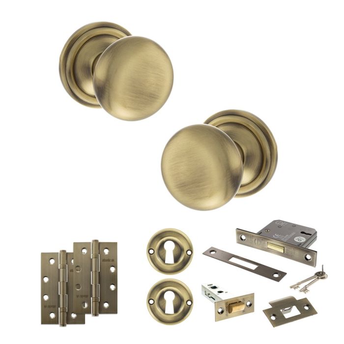Atlantic Hardware Old English Harrogate Mortice Door Knob Pack - Lock Set