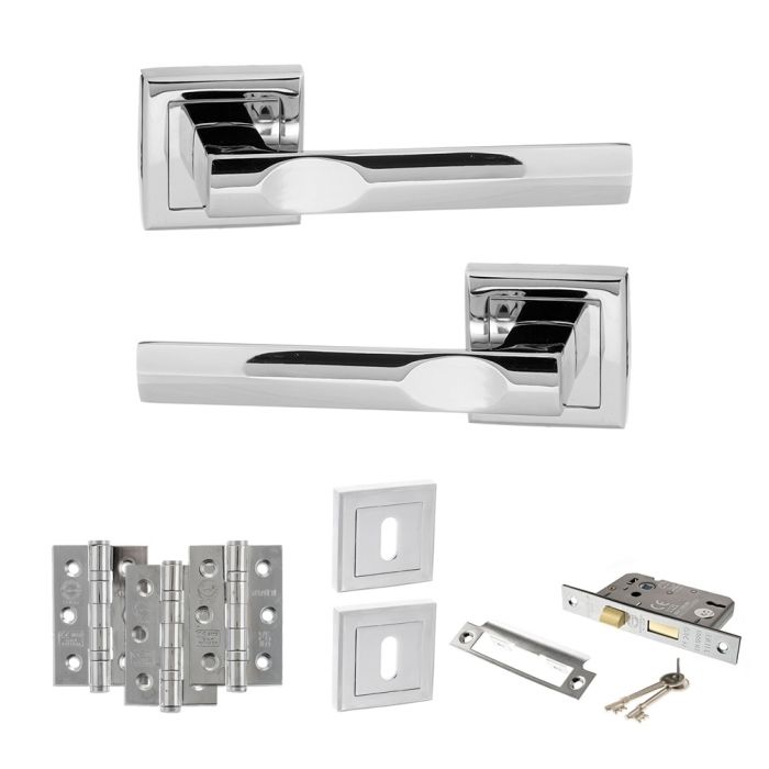 Atlantic Hardware STATUS Kansas Door Handle Pack - 3 Lever Lock Set