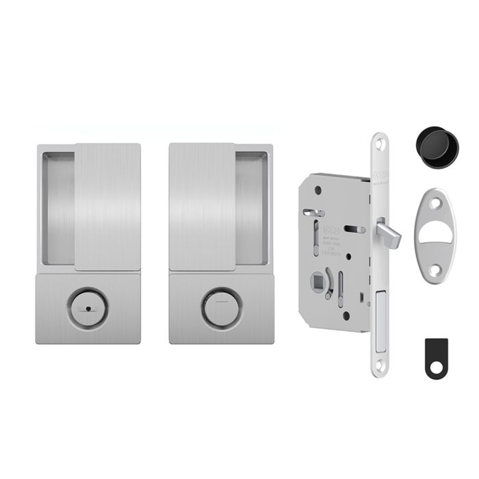 Atlantic Hardware AGB Wave Pocket Door Handle & Lock Set