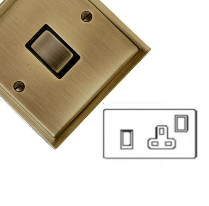 M.Marcus Heritage Brass - Elite Stepped Plate - 45A Cooker Unit + 13A Socket - Antique Brass