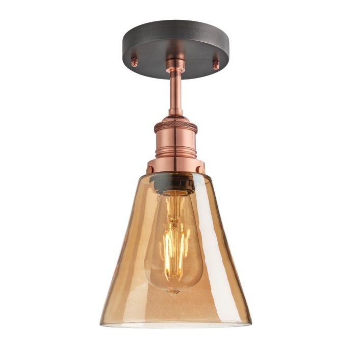 Industville Brooklyn Tinted Glass Flask Flush Mount
