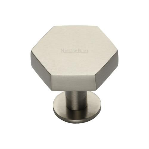 M.Marcus Heritage Brass Hexagon Cupboard Knob on Rose