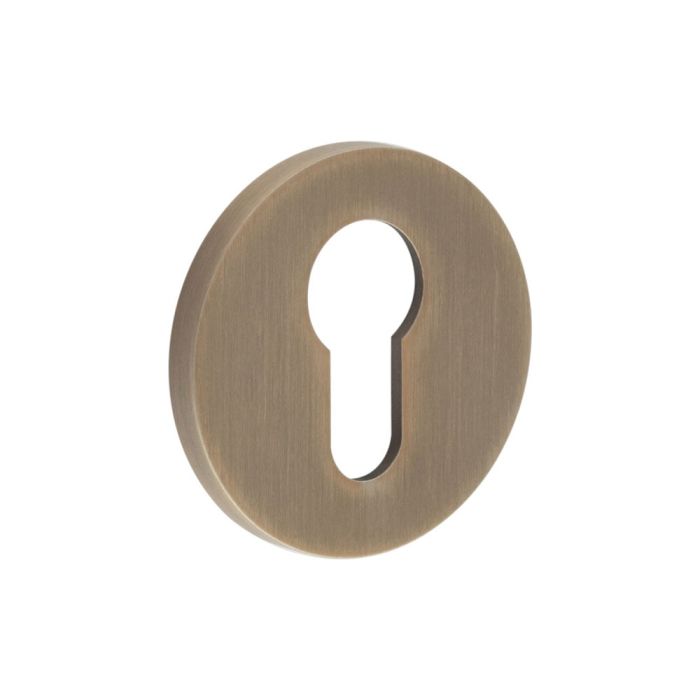 Frelan CR-S10 Antique Brass Euro Keyway Round Rose Escutcheon