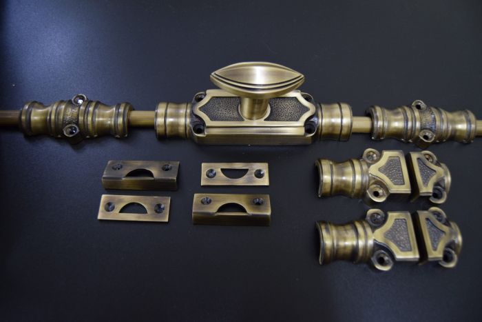 Antique Brass Cremone Bolt with Knob