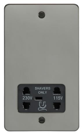 Eurolite Flat Plate Shaver Socket - Black Nickel - Black Plastic Trim