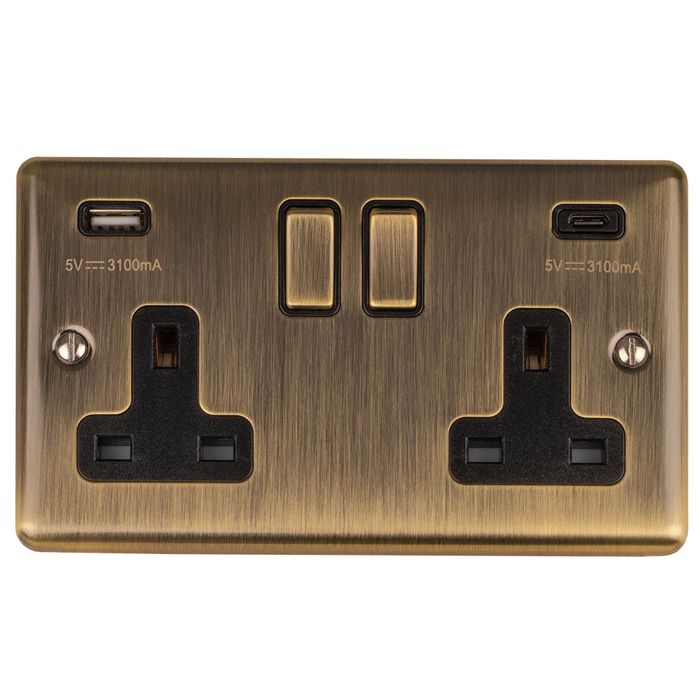 Eurolite Enhance Decorative 2 Gang USBC Socket