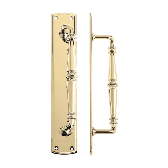 Fulton & Bray Ornate Door Pull Handle on Backplate
