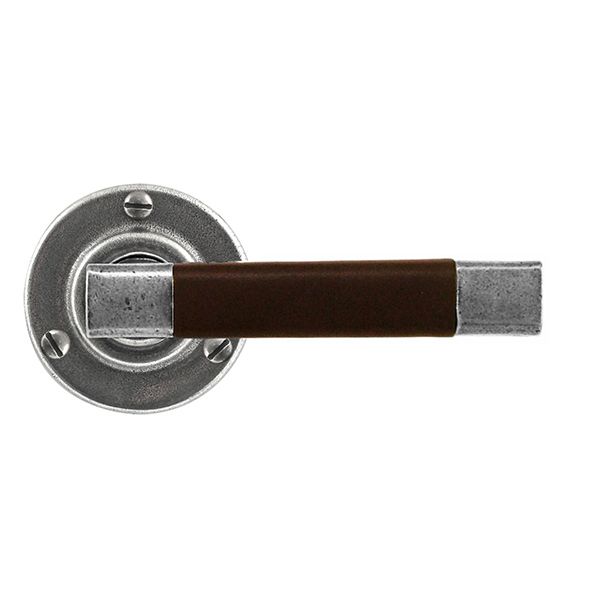 Finesse Jedburgh Leather Door Handle on Rose - Pair