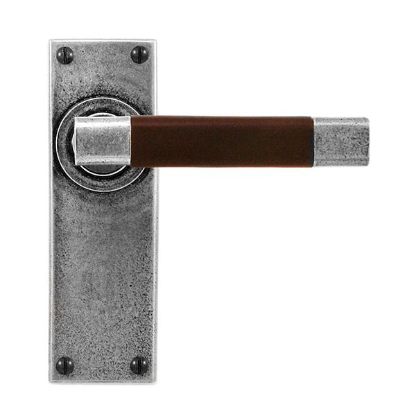 Finesse Jedburgh Leather Door Handle on Backplate - Pair