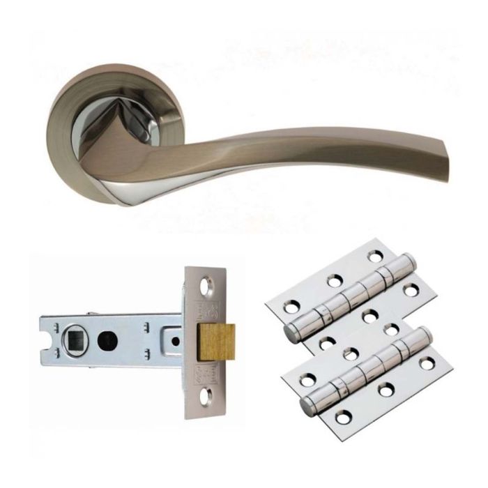 Carlisle Brass - Sines Door Handle on Rose Pack - Satin Nickel & Polished Chrome
