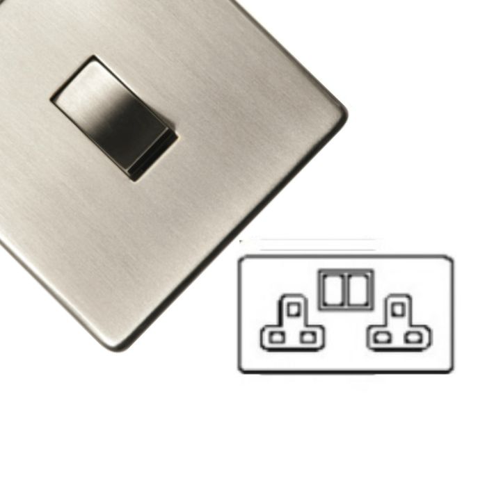 Heritage Elite Concealed Fix Studio Range Double Switched 13 Amp Socket - Y05.250.sn
