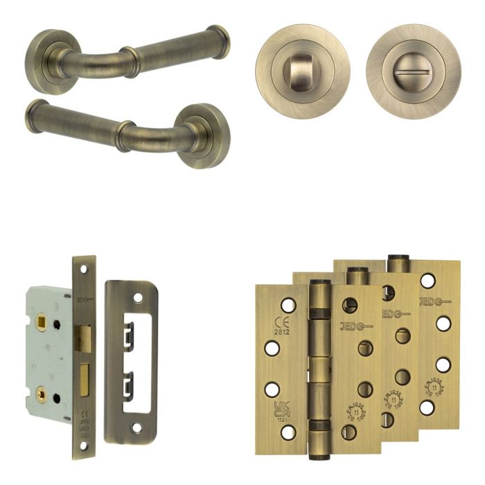 Frelan Complete Classic Door Handle Pack - Bathroom - Turn & Release