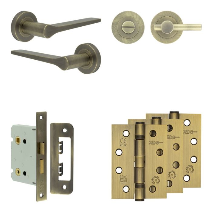 Frelan Complete Gio Door Handle Pack - Bathroom - Thumbturn & Release