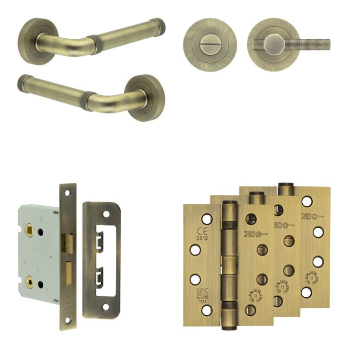 Frelan Complete Midtown Door Handle Pack - Bathroom - Knurled Thumbturn & Release