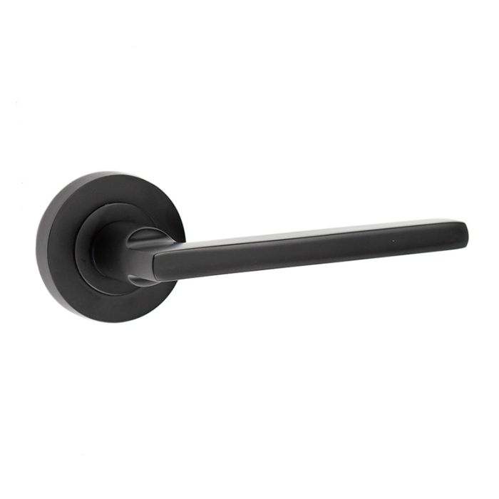 Frelan - Nero Jet Door Handle on Rose - Matt Black - Pair