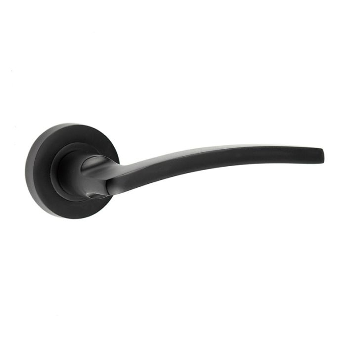 Frelan - Nero Noir Door Handle on Rose - Matt Black - Pair