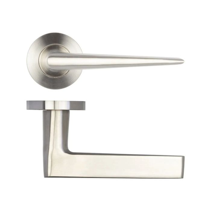 Frelan - Meteor Door Handle on Rose - Satin Stainless Steel - Pair