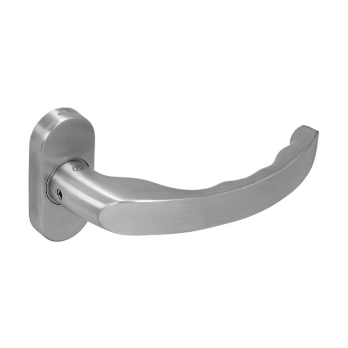 Blu Performance - Ergonomic Door Handle on Rose - Satin Stainless Steel - Pair