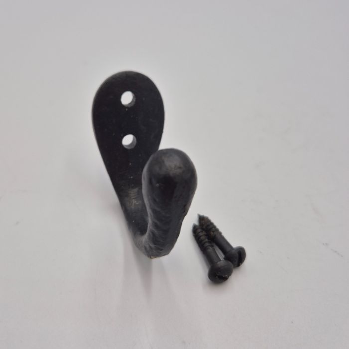 Louis Fraser Handforged Single Robe Hook – Black Beeswax Finish – Natural Iron