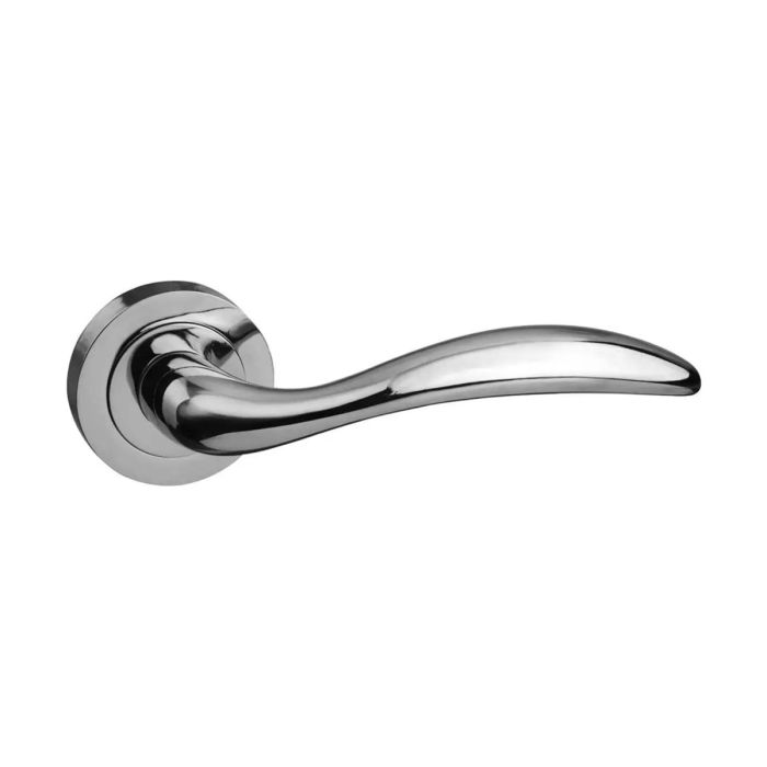 Atlantic Hardware - Mediterranean Ancon Door Handle on Rose - Polished Chrome - Pair