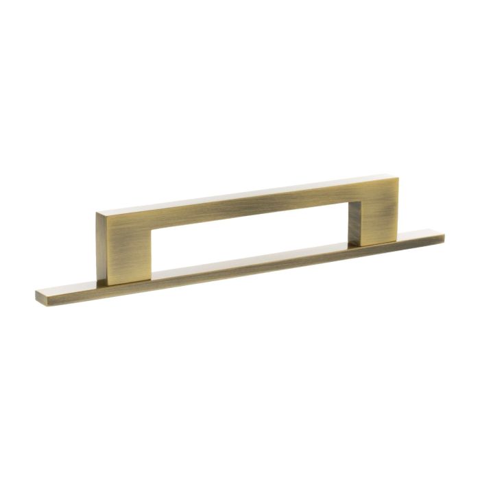 Atlantic Hardware Millhouse Brass Empire Slim Cabinet Pull Handle on Backplate