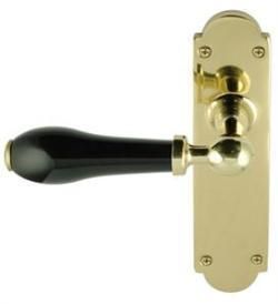 Chatsworth Black Porcelain Door Handle on Backplate - Pair