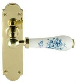 Chatsworth Porcelain Saxony Door Handle on Backplate - Pair