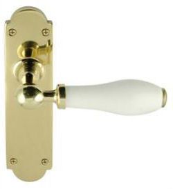 Chatsworth Porcelain White Door Handle on Backplate - Pair