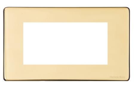 Heritage Brass Vintage Range Unlacquered Polished Brass, XUL - 4 Module Euro Plate