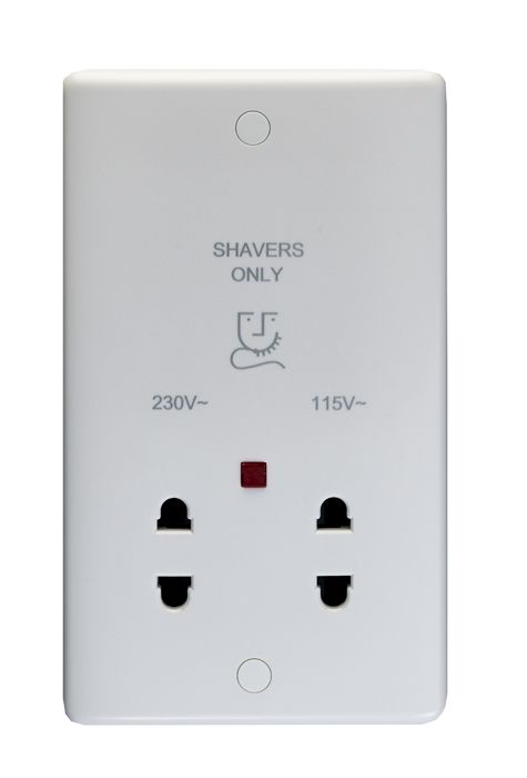 Eurolite Enhance White Plastic Dual Voltage Shaver Socket With Neon