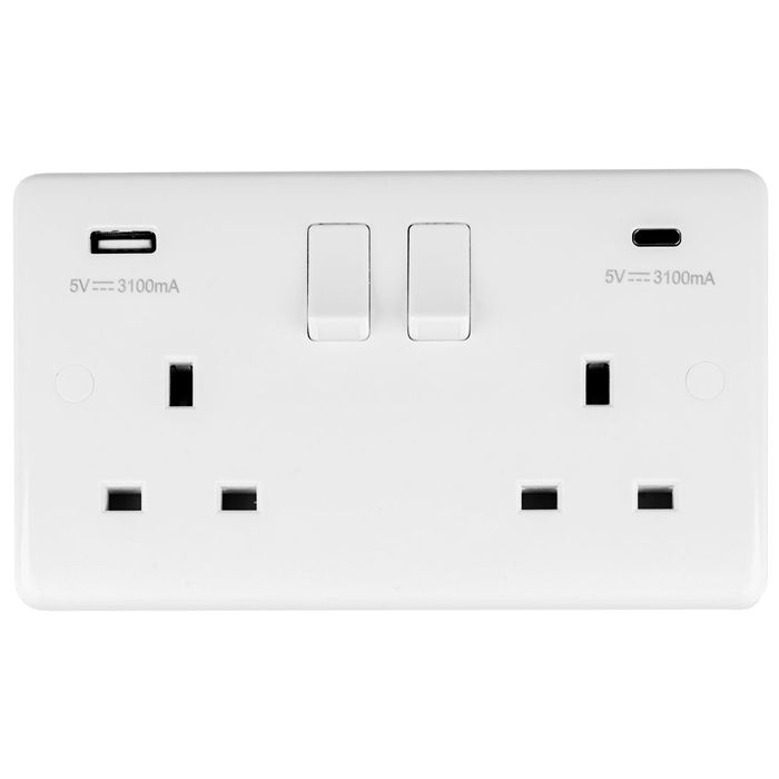 Eurolite Enhance White Plastic Enhance White Plastic 2 Gang USB C Socket