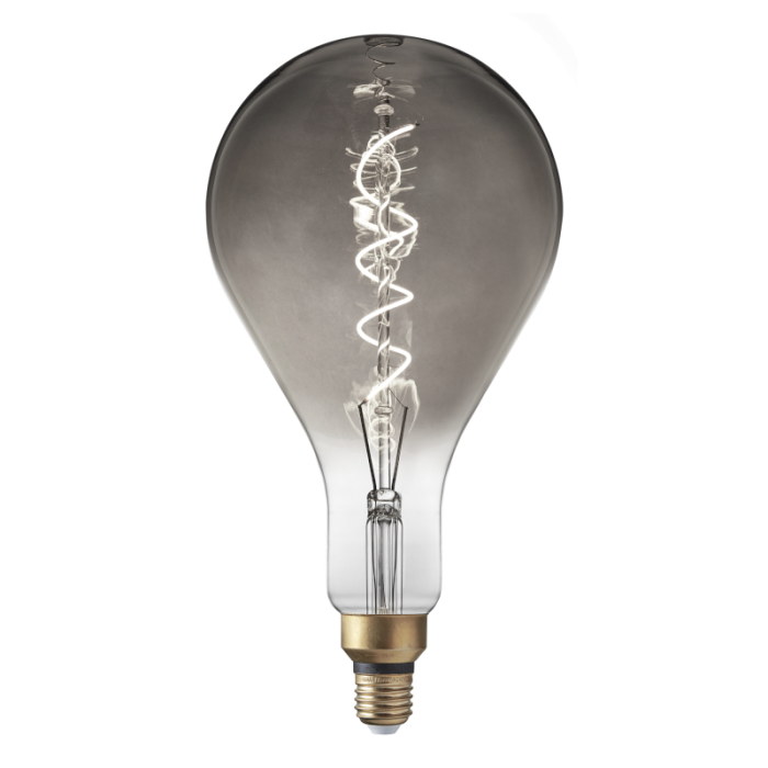 Industville - Vintage Giant LED Edison Bulb Old Filament Lamp - 8W E27 Spiral Drop PS160 - Smoke Grey