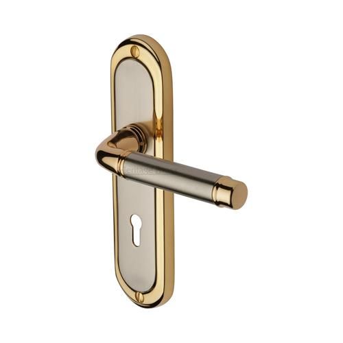 M.Marcus Heritage Brass Saturn Door Handle on Backplate - Pair